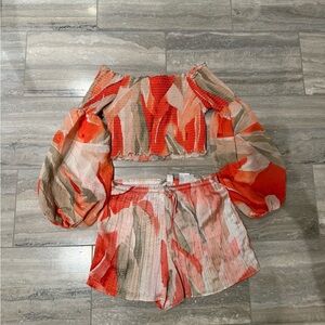 H&M Vacation Off-Shoulder Top and Shorts Set